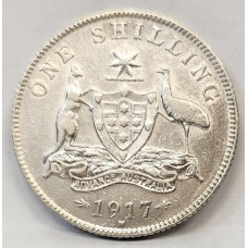 AUSTRALIA 1917 M . ONE 1 SHILLING . FULL ADVANCE AUSTRALIA